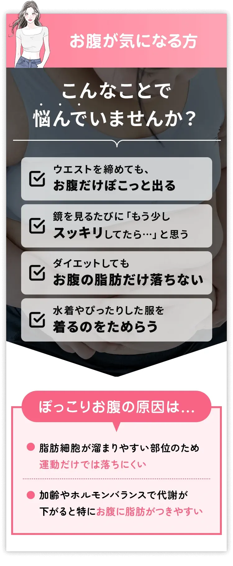 くびれのある引き締まったお腹に！